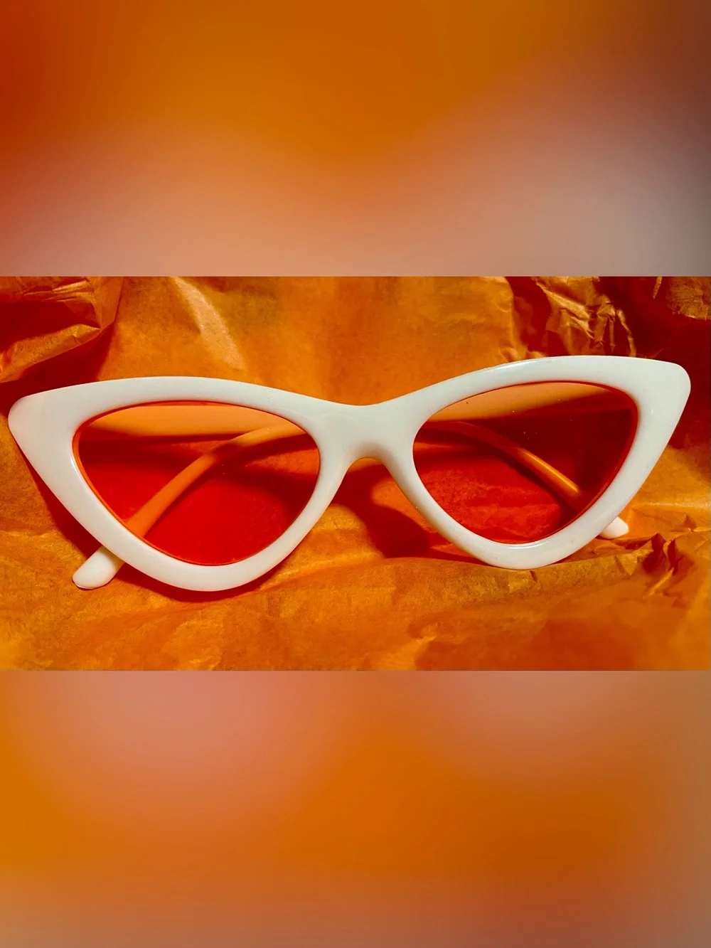 White with orange lens cat eye sunglasses New